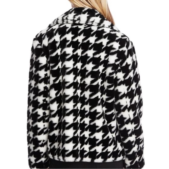 CeCe L'amour Women's Size M faux-Fur Houndstooth-Print Jacket, Black, NWOT - Picture 2 of 7